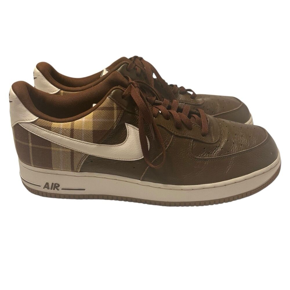 Nike Air Force 1 07 LX Cacao Plaid Brown US 15 Rare Leather Sneakers DV0791-200